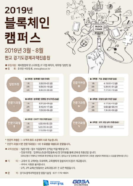 [출처:뉴스1]경기도와 경과원이 개설하는 '2019 블록체인 캠퍼스