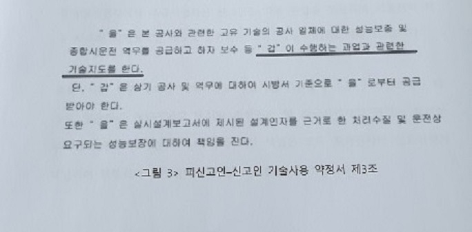 활림건설과 LS 양사간 체결한 특허기슬 사용약정서