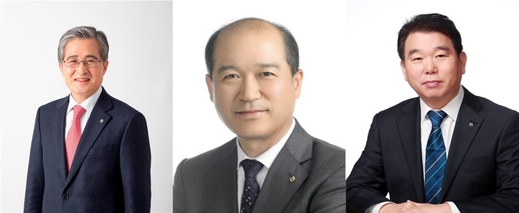 (왼쪽부터) 홍재은 농협생명 대표, 최장수 농협손보 대표, 이구찬 농협캐피탈 대표 최종 후보자.