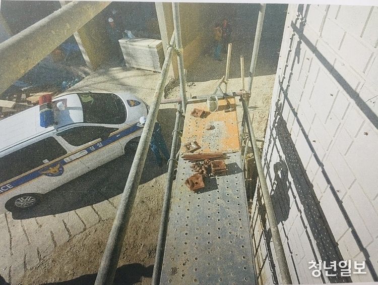 고(故) 정순규씨 사고 직후 출동한 경찰이 현장 검증을 위해 찍은 사진.