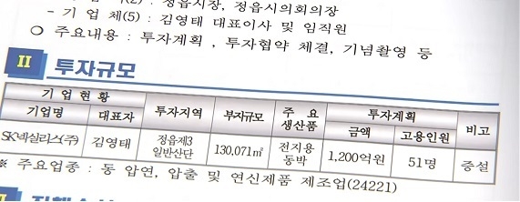 SK넥실리스가 오는 22일 20개 언론사를 상대로 전북 정읍 소재 동박생산 공장 투어를 추진하면서 또 다시 논란을 야기하고 있다. 일진측은 최근 말레이이사 근접 지역 공장 생산에 대한 여론의 뭇매를 맞자, SK넥실리스가 되레 언론을 상대로 투어 행사를 추진하고 있다며 비난하고 있다. 앞서 지난 6월 전라북도와 SK넥실리스 양측은 도내 동박생산 공장 설립을 위하 투자 업무 협약을 체결한 바 있다.