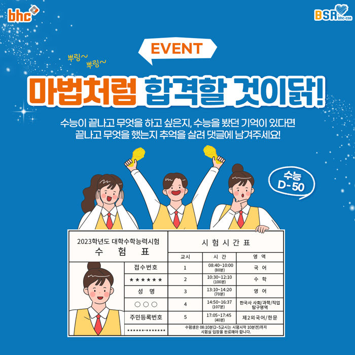 bhc치킨, '마법처럼 합격할 것이닭!' 이벤트 전개