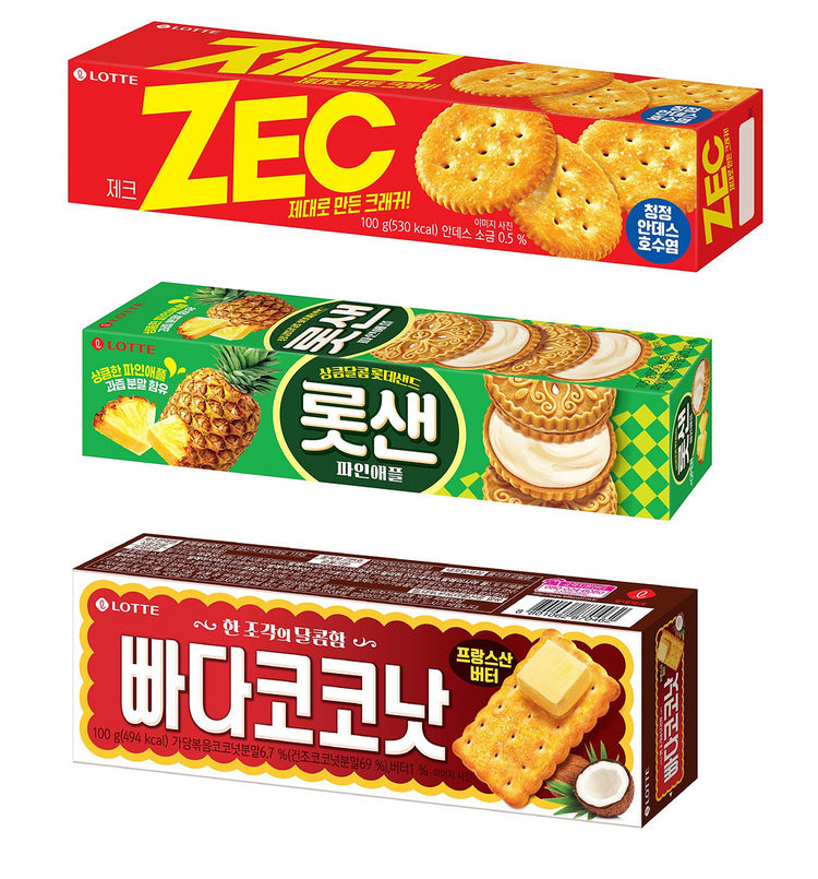 롯데웰푸드는 내달 1일부로 과자 대표 브랜드인 '빠다코코낫', '롯샌', '제크' 등 총 3종의 가격인하를 실시한다. [사진=롯데웰푸드[