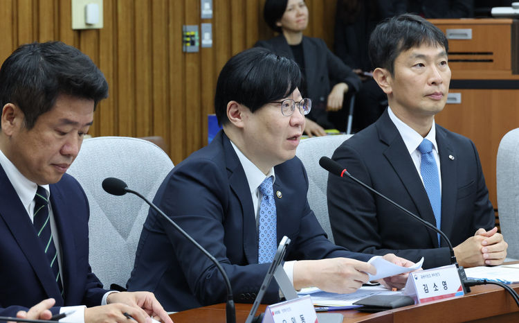 김소영 금융위원회 부위원장(가운데)이 16일 국회에서 열린 공매도 제도개선 민당정협의회에서 발언하고 있다.